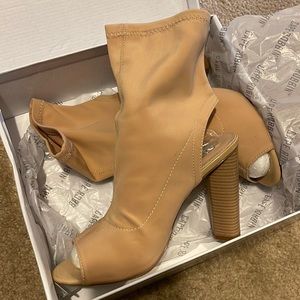 Cape Robbin Connie nude open toe boot